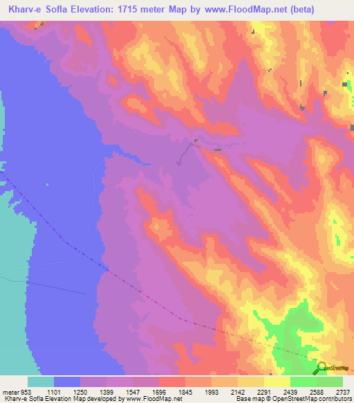 Kharv-e Sofla,Iran Elevation Map
