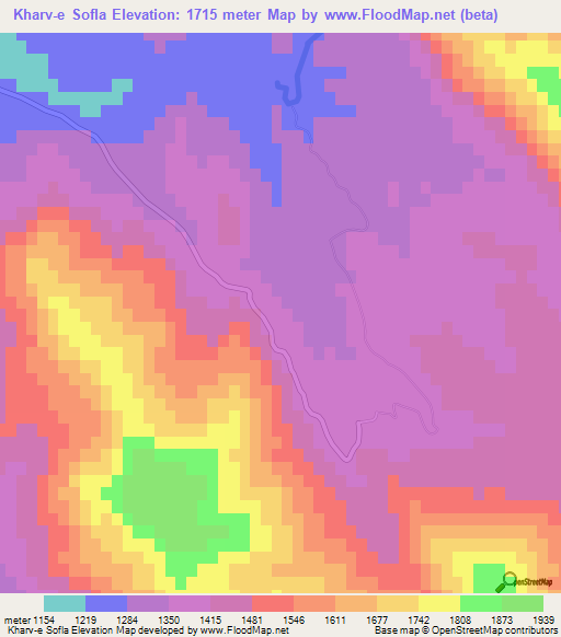 Kharv-e Sofla,Iran Elevation Map