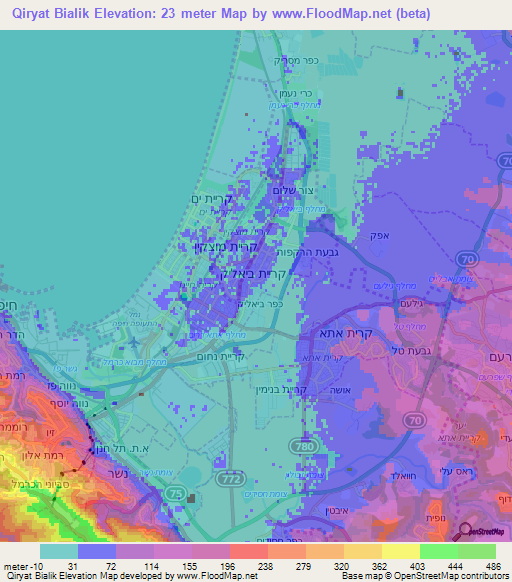 Qiryat Bialik,Israel Elevation Map