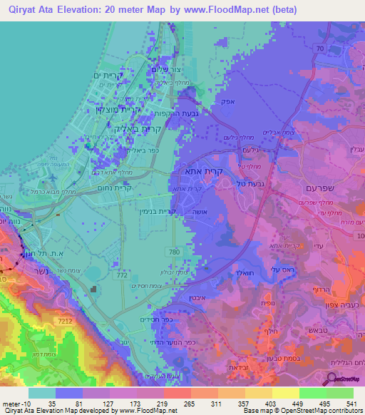 Qiryat Ata,Israel Elevation Map