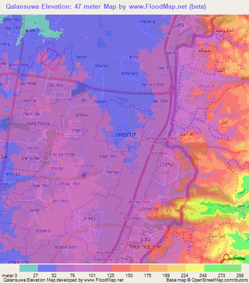 Qalansuwa,Israel Elevation Map