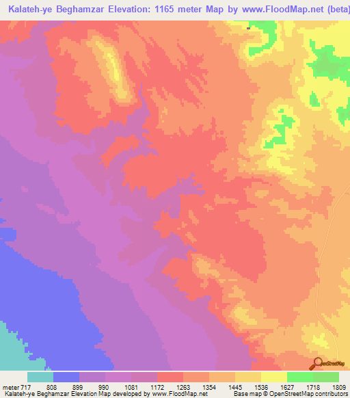 Kalateh-ye Beghamzar,Iran Elevation Map