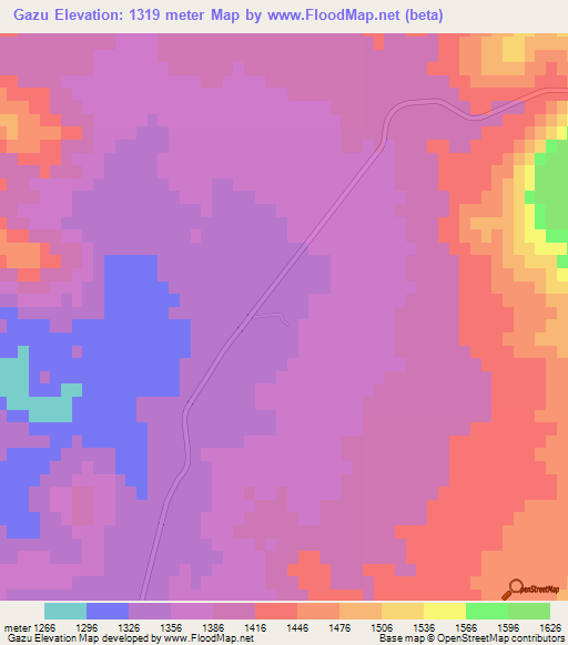 Gazu,Iran Elevation Map