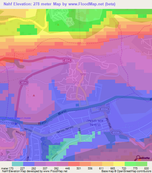 Nahf,Israel Elevation Map