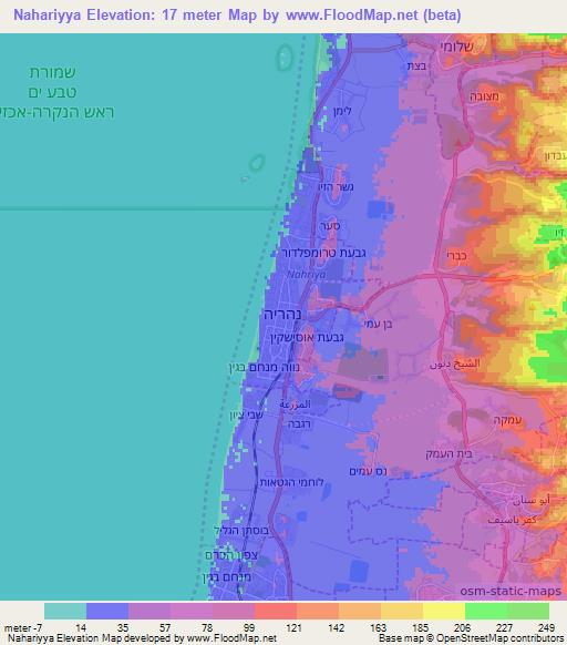 Nahariyya,Israel Elevation Map