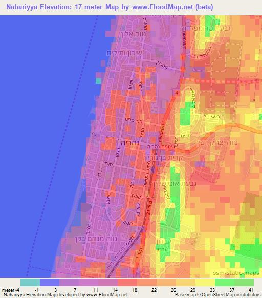 Nahariyya,Israel Elevation Map