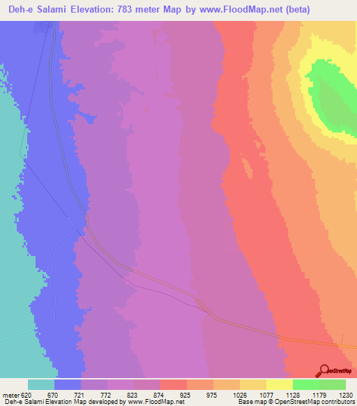 Deh-e Salami,Iran Elevation Map