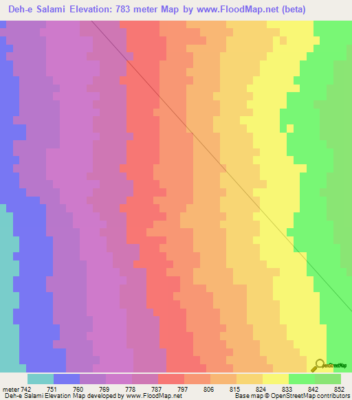 Deh-e Salami,Iran Elevation Map