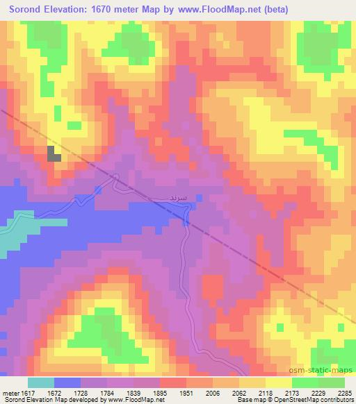 Sorond,Iran Elevation Map