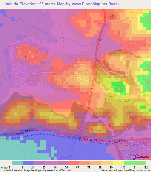 Judeida,Israel Elevation Map