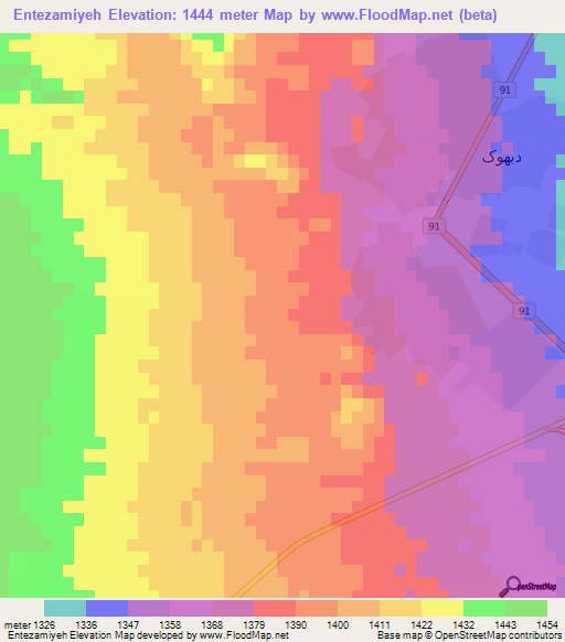 Entezamiyeh,Iran Elevation Map