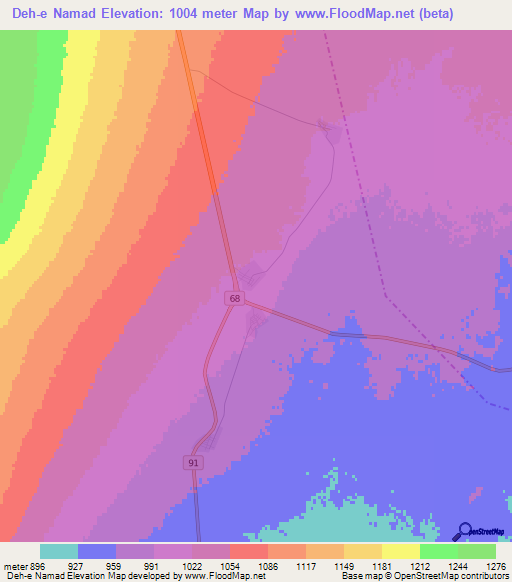 Deh-e Namad,Iran Elevation Map