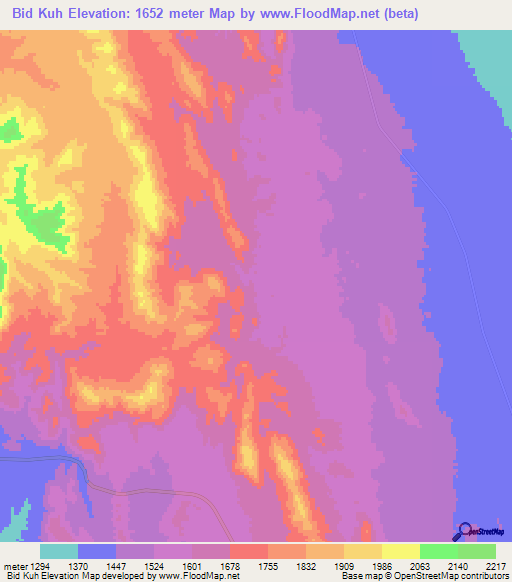 Bid Kuh,Iran Elevation Map