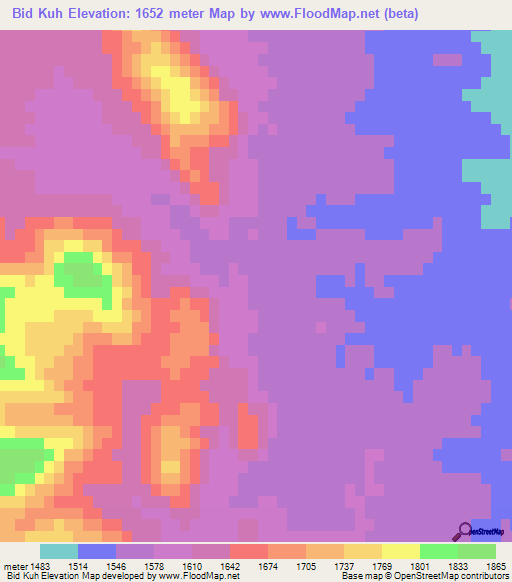 Bid Kuh,Iran Elevation Map