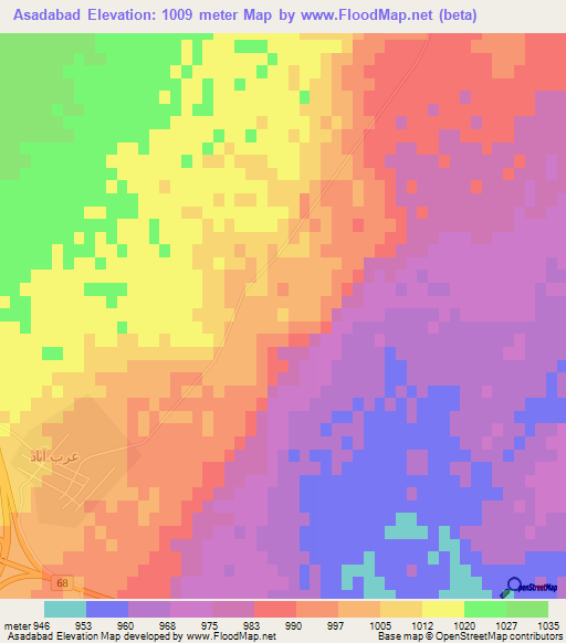 Asadabad,Iran Elevation Map