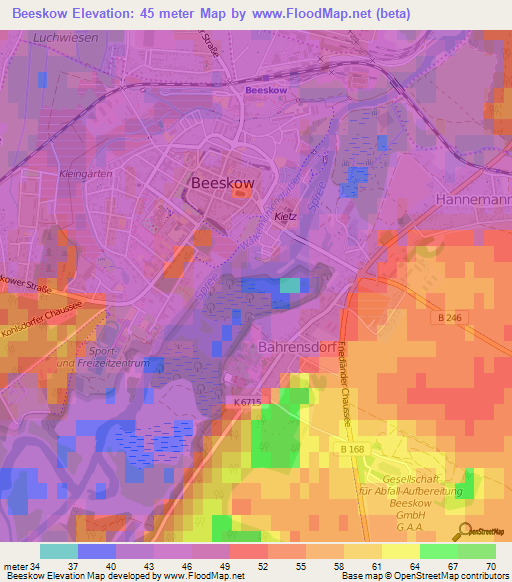 Beeskow,Germany Elevation Map