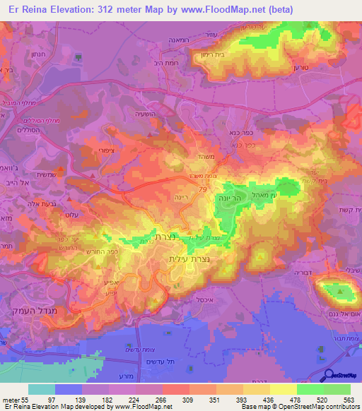 Er Reina,Israel Elevation Map