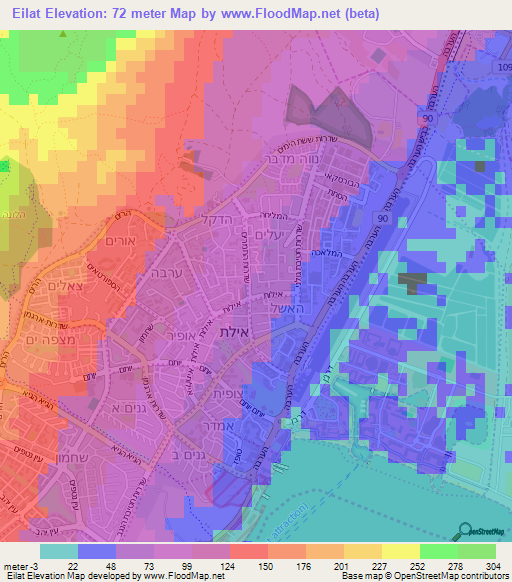 Eilat,Israel Elevation Map