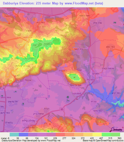 Dabburiya,Israel Elevation Map