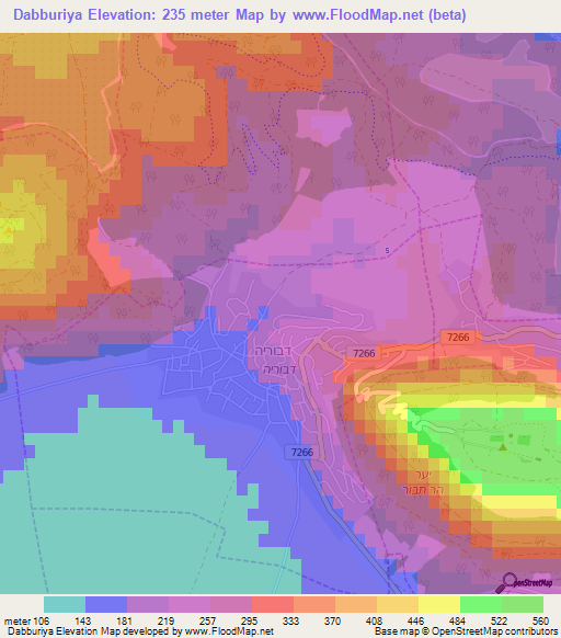 Dabburiya,Israel Elevation Map