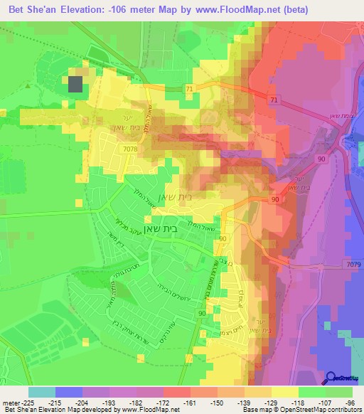 Bet She'an,Israel Elevation Map