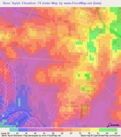 Bene 'Ayish,Israel Elevation Map