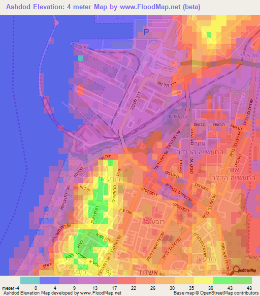 Ashdod,Israel Elevation Map