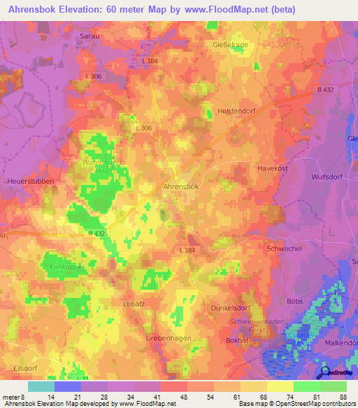 Ahrensbok,Germany Elevation Map