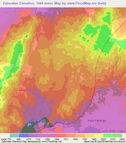 Zaburalan,Turkey Elevation Map