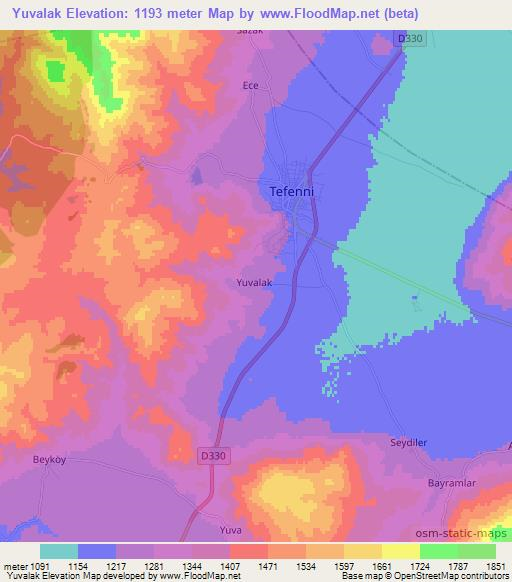 Yuvalak,Turkey Elevation Map