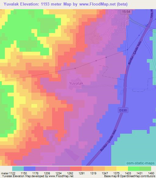 Yuvalak,Turkey Elevation Map
