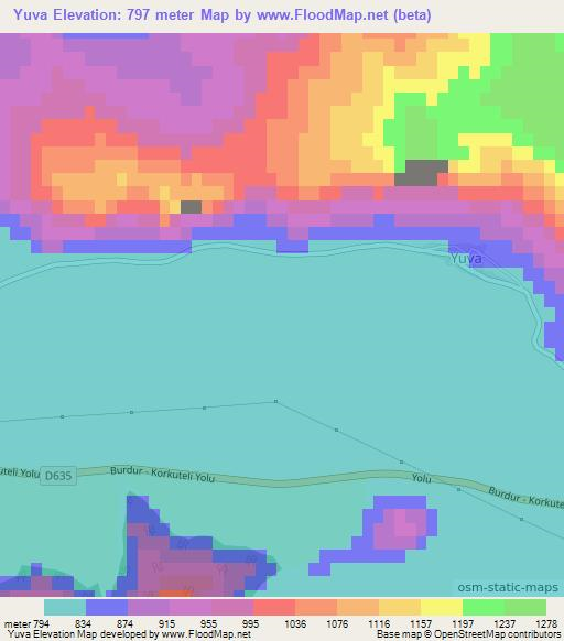 Yuva,Turkey Elevation Map