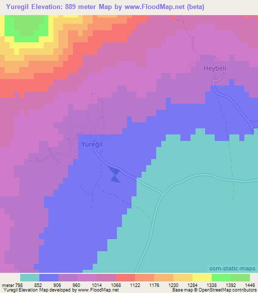 Yuregil,Turkey Elevation Map