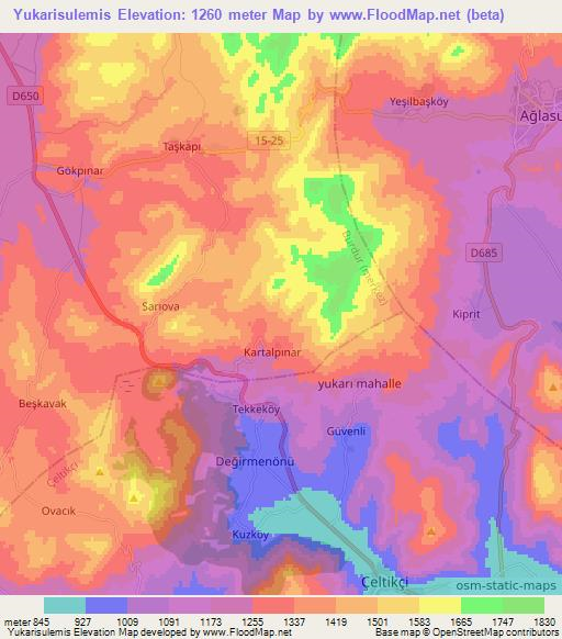 Yukarisulemis,Turkey Elevation Map