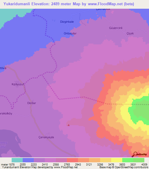 Yukaridumanli,Turkey Elevation Map