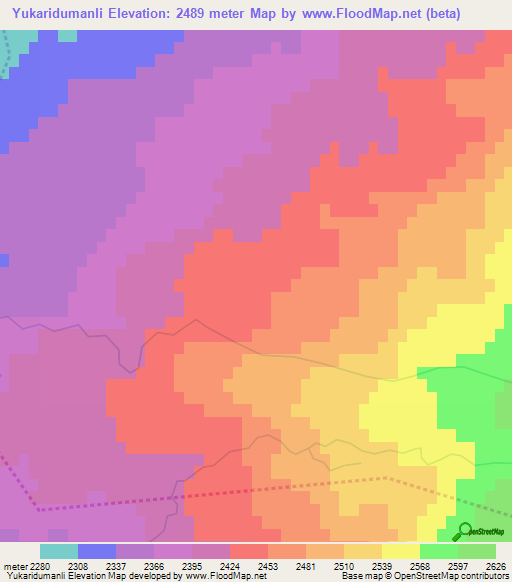 Yukaridumanli,Turkey Elevation Map
