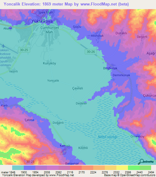 Yoncalik,Turkey Elevation Map