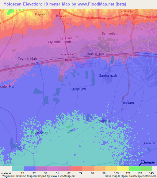 Yolgecen,Turkey Elevation Map