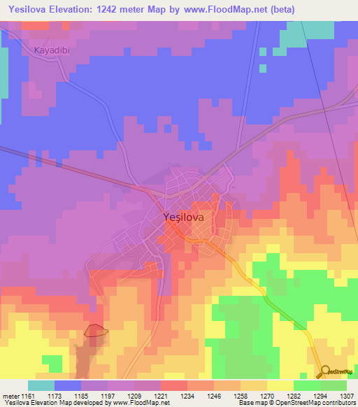Yesilova,Turkey Elevation Map