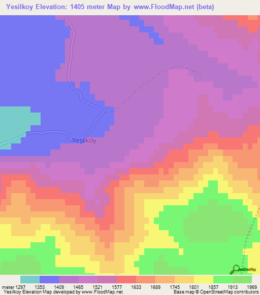 Yesilkoy,Turkey Elevation Map