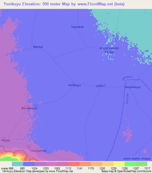 Yenikuyu,Turkey Elevation Map