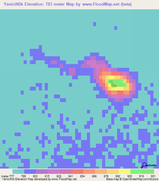 Yeniciftlik,Turkey Elevation Map