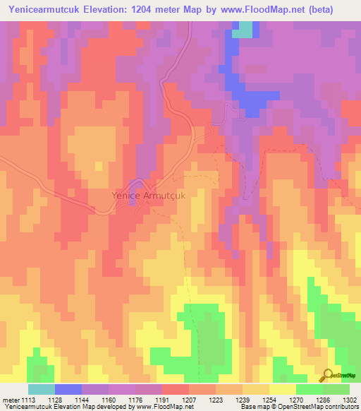 Yenicearmutcuk,Turkey Elevation Map