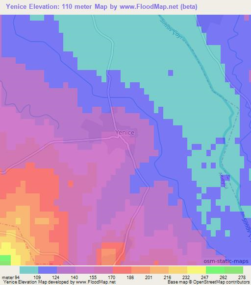 Yenice,Turkey Elevation Map