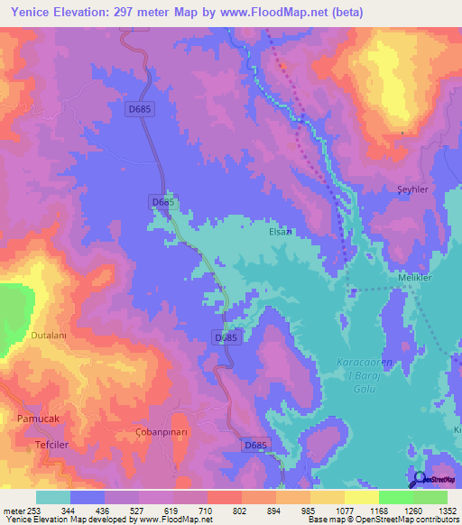 Yenice,Turkey Elevation Map