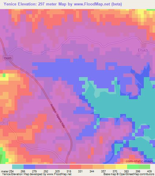 Yenice,Turkey Elevation Map