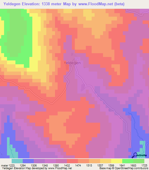 Yeldegen,Turkey Elevation Map