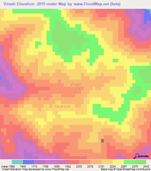 Virash,Iran Elevation Map