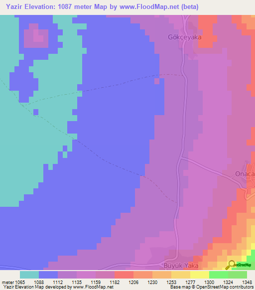 Yazir,Turkey Elevation Map