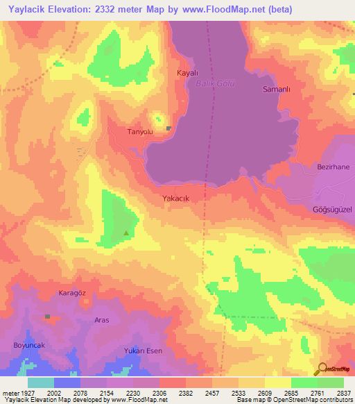 Yaylacik,Turkey Elevation Map